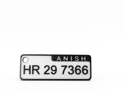 Mini Number Plate Keychain – Customizable Name Car/Bike Keyring (set of 2)